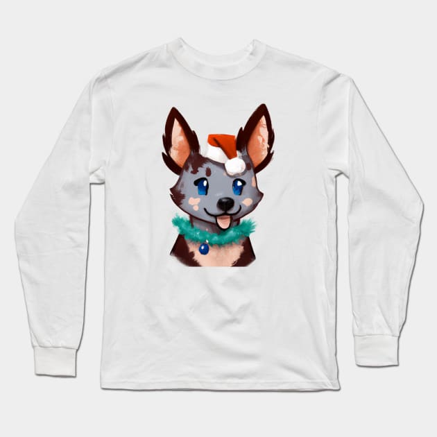 Cute Australian Cattle Dog Drawing Long Sleeve T-Shirt by Play Zoo